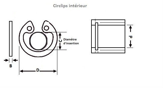 BOZONLI Circlips Interieur, Circlips en E, Acier Inoxydable E-Clip Anneau  de Retenue 52mm,5 pcs : : Bricolage